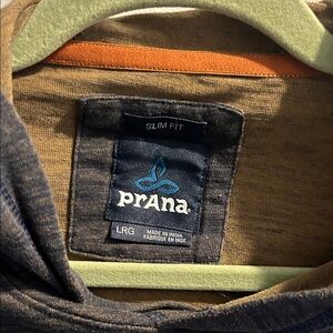 Prana Tan and Brown Slim Fit Shirt